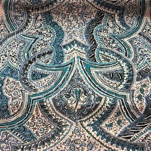 Clarence House Katmandu Paisley Blue Linen Print